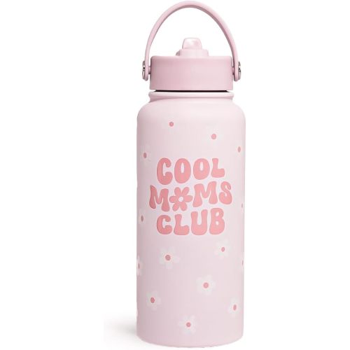 SANDJEST Mom Water Bottle, Cool Moms Club Bottles 32oz Stainless Steel Insulated with Lid, Mom Gifts from Daughter Son, Gifts for Mother's Day Christmas Birthday