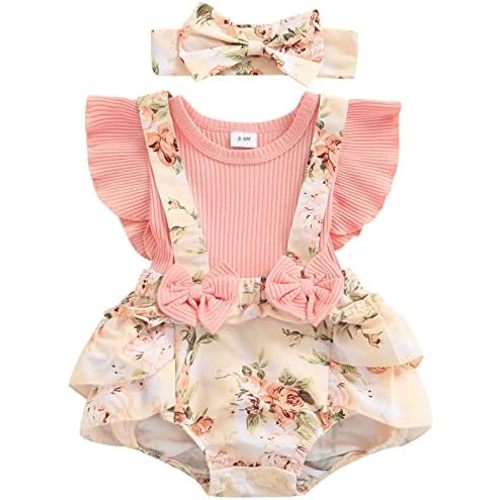 Mubineo Baby Girl Summer Clothes Outfits Sleeveless Lace Floral Romper Dress Newborn Outfit