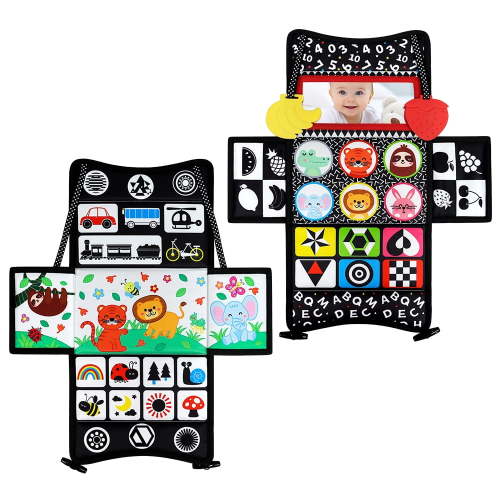 Dr.Rapeti 3in1 Tummy Time Baby Toy, Mirror, Tissue Box, Sensory Montessori Patterns, 0-12 Months