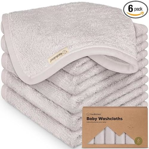 6-Pack Baby Washcloths - Soft Absorbent Viscose from Bamboo Wash Cloths for Babies, Kids, Toddlers, Infant, Newborn Bath Towels, Gentle on Sensitive Skin, 10x10 Reusable Face Towels (Heather)