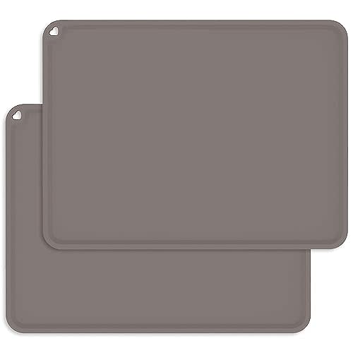 Kids Silicone Placemat, KVK Baby Placemats for Kids Toddler Children Reusable Non-Slip Table Mats Baby Food Mats for Restaurant, 2 Pack, Grey