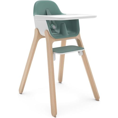 UPPAbaby Ciro High Chair/Sleek, Easy-to-Clean Design/Perfect-Fit Tray to Bring Baby to Table/Patent-Pending Harness/Dual-Position, 180-Degree Rotating Footrest/Emrick (Green/Rubberwood)