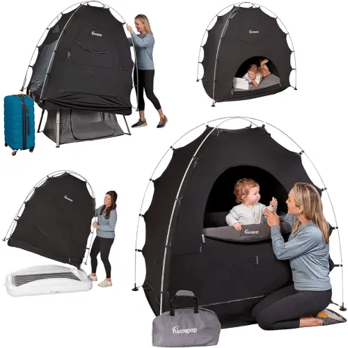 Hiccapop Blackout Tent for Pack and Play, Baby Sleep Pod, Baby Crib Tent, Blackout Canopy Crib Cover, Sleep Pod for Kids with Monitor, Pack and Play Blackout Cover, Pack and Play Tent