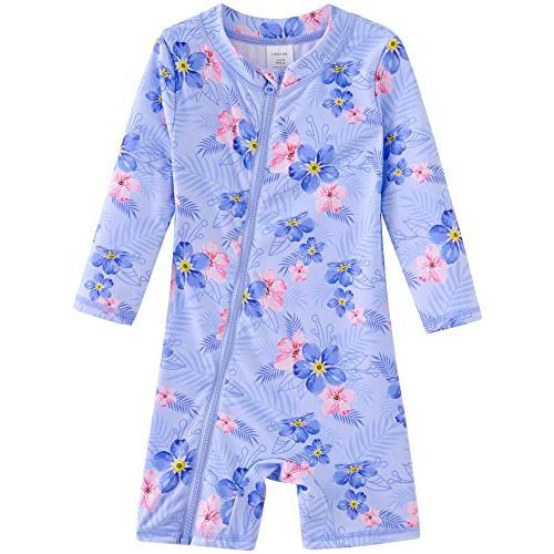 UMELOK Baby Girls' One Piece Swimsuit Full Zip UPF 50+ Sun Protection Swimwear Rash Guard Swim Suit