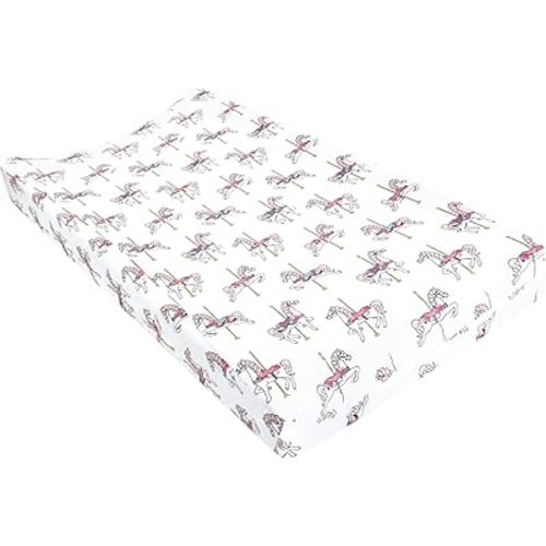 Hudson Baby Unisex Baby Changing Pad Cover, Carousel Horse, One Size