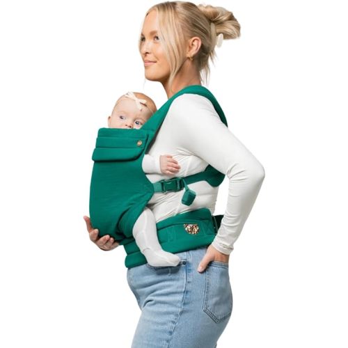 Mabē Monarch Ergonomic Baby Carrier – Premium Cotton Soft Structured Newborn to Toddler Carrier with Hip-Healthy Design, 3 Carry Positions (7-35lbs), Lightweight & Breathable, (Evergreen)