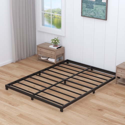 Maenizi 4 Inch Bed Frame Queen Size Low Profile, Queen Bed Frame No Box Spring Needed, Heavy Duty Metal, Easy Assembly, Black