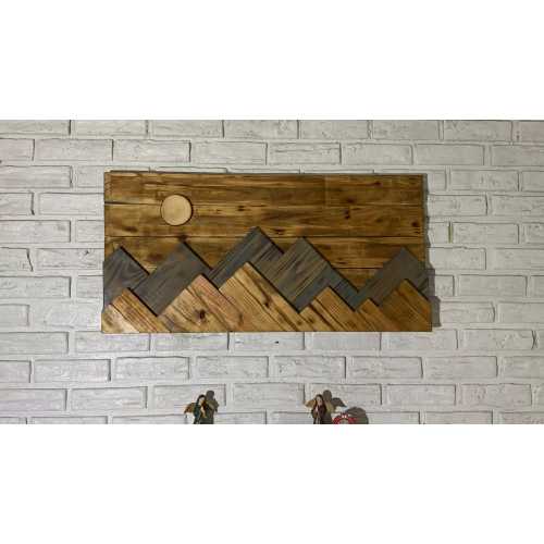 Rustic Mountain Wall Art, Wooden Mountain Sunset Sign, Cabin Decor, Lodge Wall Decor, Handmade Wood Mountain Art