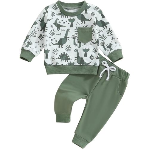 Baby Boy Fall Clothes Set Long Sleeve Crewneck Sweatshirts Pants Cute Infant Newborn Outfits 6 12 18 24 Months 2T