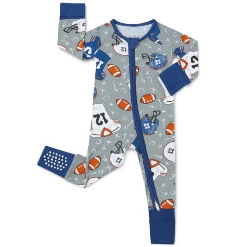babee Reshinee Bamboo Viscose Baby Footie Pajama, Zipper Sleeper Boys Girls | Sleep & Play Romper with 2-Way Zipper, Fold-Over Mittens & Foot Cuffs with Grips, Tagless, Convertible, All-Season, 0-24M