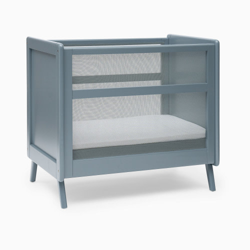 Halo 2-in-1 Breathable Mesh Convertible Mini Crib with Mattress - Slate Blue