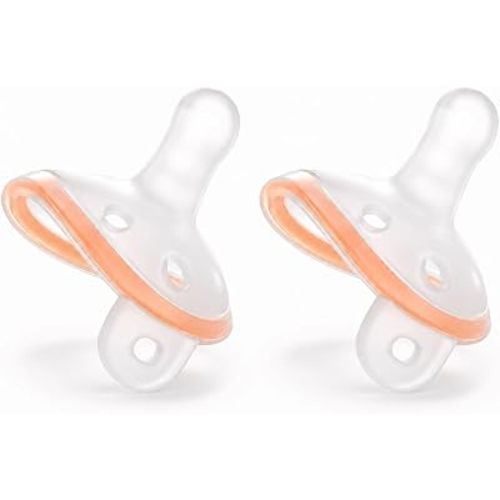 Garkoko Baby Pacifiers 0-18 Months(2-Pack), One-Piece Silicone Pacifier with Heat-Resistant PPSU Anti-Swallowing Ring, BPA-Free Soft Binky for Newborns & Infants, Lightweight & Easy to Clean