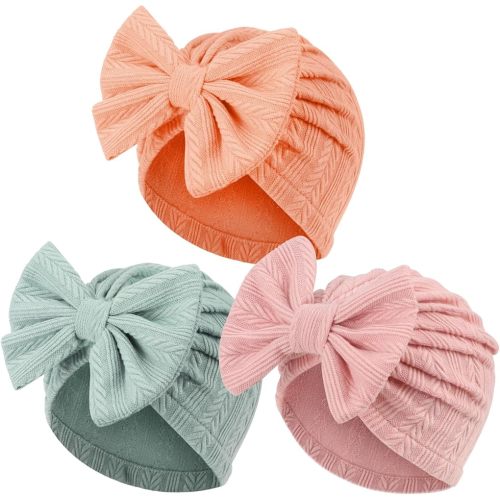 Newborn Baby Girl Hats with Bow Toddler Infant Beanie Cap Newborn Hospital Hats for Baby Girl Kid 0-12 Months