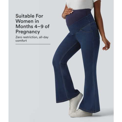 Women’s Halara Flex™ Super High Waisted Crossover Flare Casual Maternity Jeans with Pockets - Halara