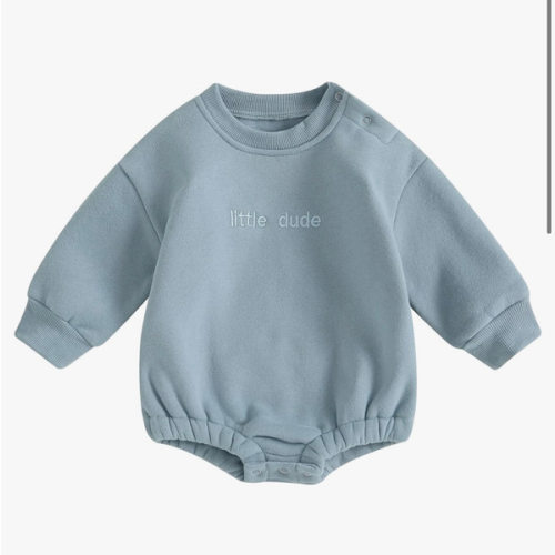 VISGOGO Newborn Infant Baby Boy Girls Oversized Romper Little Dude Sweater Onesie Coming Home Outfit Neutral Clothes