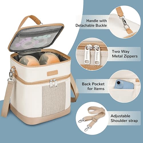 Mancro Breastmilk Cooler Bag with Ice Pack, Insulated Baby Bottles Bag