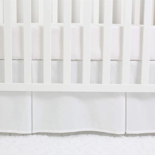 Box Pleated Crib Bed Skirt | 100% Cotton | 28" x 52" x 16" Drop Lenght | Solid White