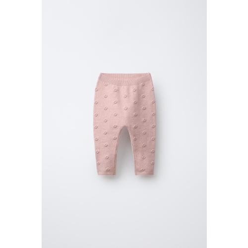 EMBROIDERED FLORAL KNIT LEGGINGS - Light pink | ZARA United States