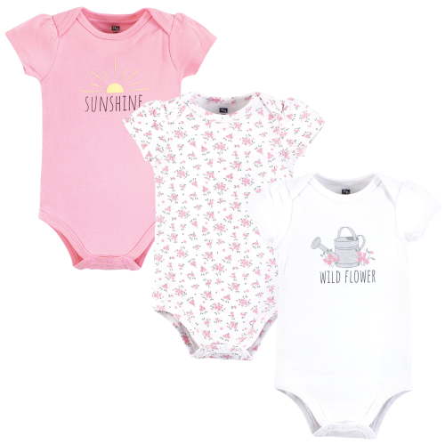 Hudson Baby Infant Girl Cotton Bodysuits, Wild Flower Garden, 18-24 Months