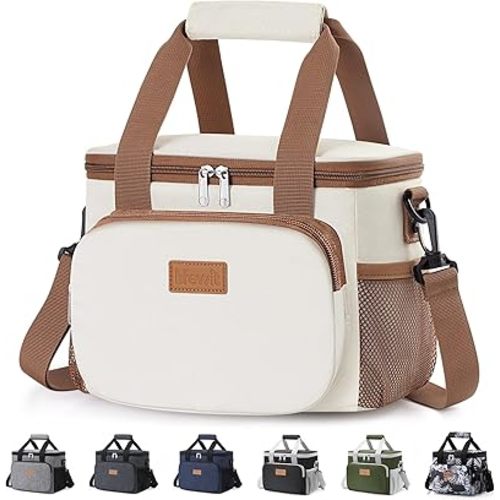 Lifewit Medium Lunch Bag, Insulated Lunch Box, Soft Cooler Cooling Tote for Adult Men Women, Beige 12-Can (9L)