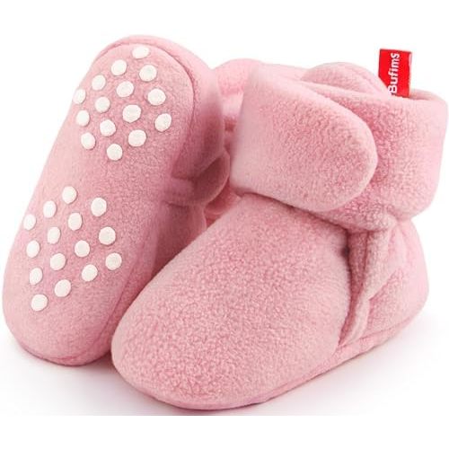 Baby Fleece Booties Newborn Unisex Booties Non-Slip Newborn Infant First Walkers Warm Shoes House Slippers for Baby Boys & Baby Girls Toddlers