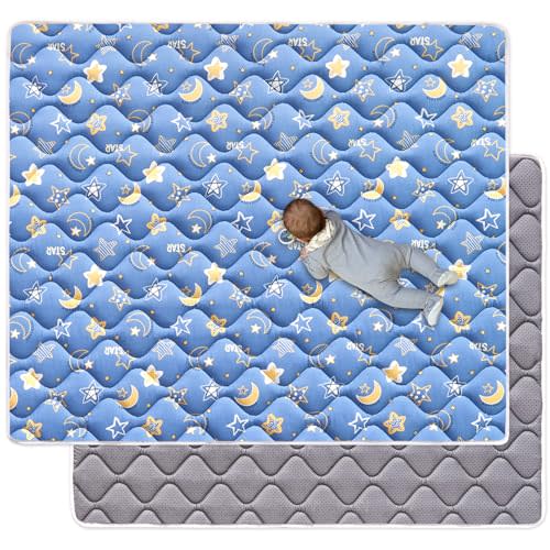 Odorless Premium Foam Baby Play Mat 50" x 50", Soft Microfiber Fabric Crawling Mat for Floor- Comfortable and Hypoallergenic, Non-Slip Cushioned Floor Playpen mat for Infants,Babies,Toddlers