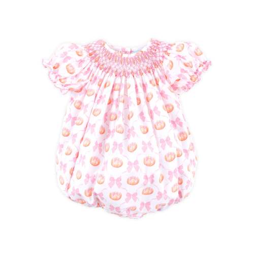 Pumpkin & Bow Smocked Pink Bishop Bubble