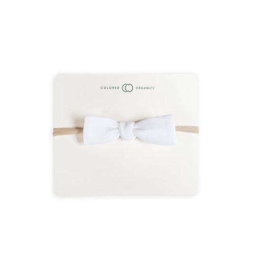 Colored Organics Baby Organic Cotton Dainty Bow Headband - Infant Girls - Palmer Floral/Dune + Laguna Muslin
