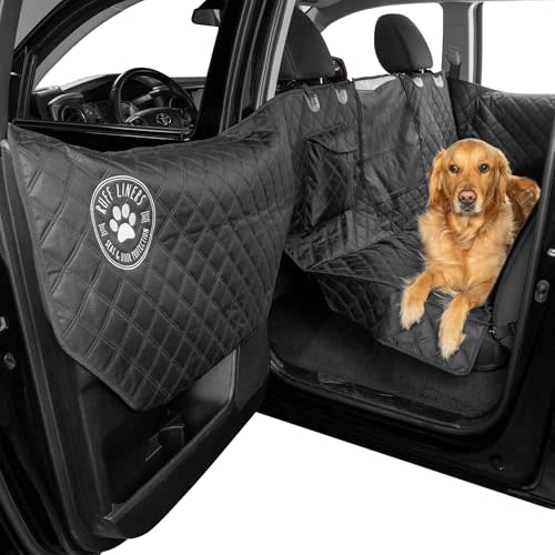 Ruff Liners Standard Dog Seat Cover, Black – As Seen on Shark Tank – Back Seat Protector for Cars, Mid-Size SUVs, & Mid-Size Trucks – Waterproof, Touch Fasteners, & Belt Slots – Sturdy Dog Hammock