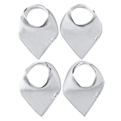 Copper Pearl 4 Pack Soft Cotton Baby Bibs for Drooling and Teething, Absorbent Drool Bibs for Baby Girl and Boy, Adjustable to Fit Newborns to Toddlers (Gray Basics)