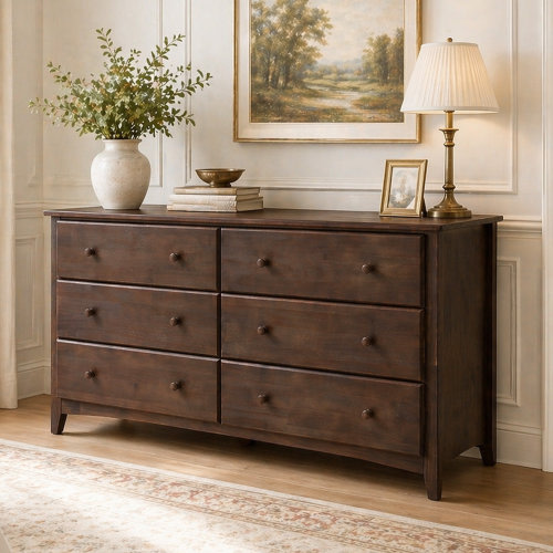 Latitude Run® 6-drawer Pine Wash Storage Dresser & Reviews | Wayfair