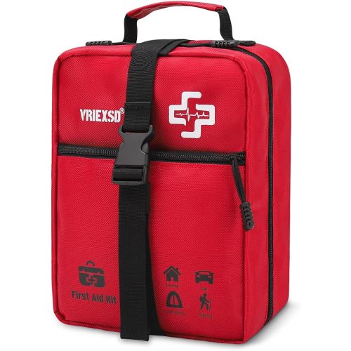 400 Piece Large First Aid Kit Premium Emergency Kits for Home, Office, Car, Outdoor, Hiking, Travel, Camping, Survival Medical First Aid Bag, Red