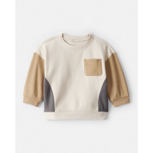 Baby Boy Colorblock French Terry Long-Sleeve Pullover Sweatshirt - Tan | Carter's