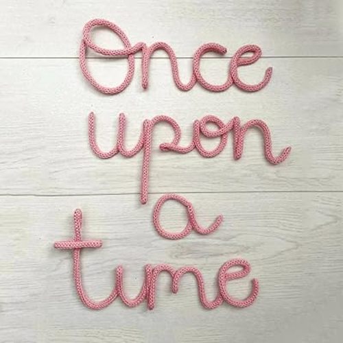 Once Upon a Time Sign Nursery Decor Once Upon a Time wire Wall Sign Decor for Reading Corner Kids Room Family Bookshelf Home Décor Birthday Present DIY Decoration (Once Pink)