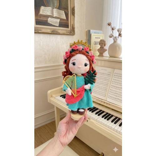 Handmade Saint Cecilia Crochet Doll, Catholic Saint Figurine, Christian Home Decor, Patron Saint of Music Gift