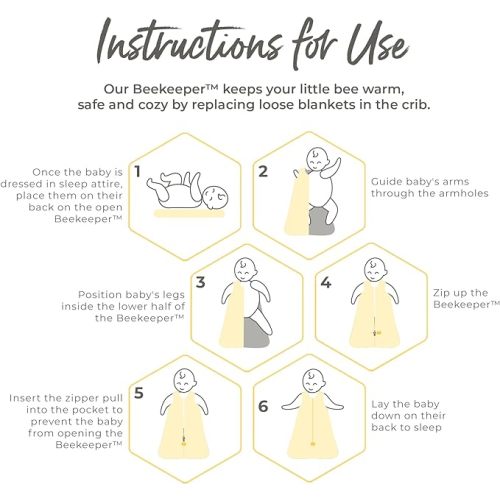 Burt's Bees Baby Unisex Beekeeper Wearable Blanket, Organic Cotton - Light Weight or Medium Weight - Newborn Essentials