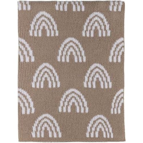 Living Textiles Chenille Knitted Blanket - Taupe Rainbow