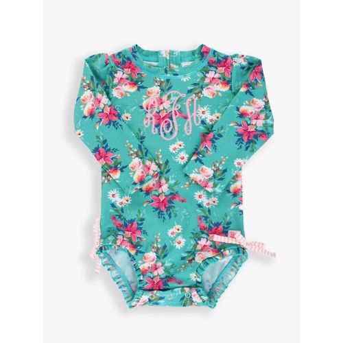 Floral Long Sleeve One Piece Rash Guard