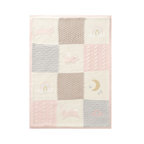 Bunny Heirloom Sherpa-Backed Patchwork Knit Baby Blanket