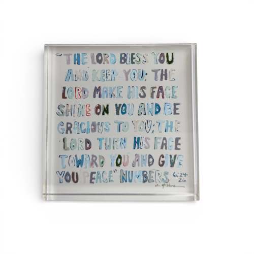 "Numbers Neutral" acrylic block