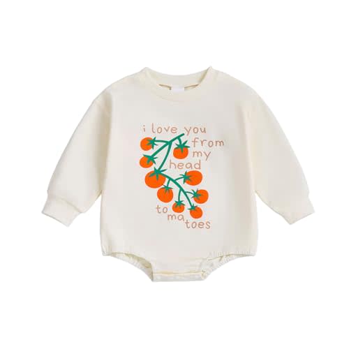 CREAIRY Newborn Baby Girl Boy I Love You From My Head Tomatoes Bubble Romper Sweatshirt Long Sleeve T-Shirt Fall Outfits