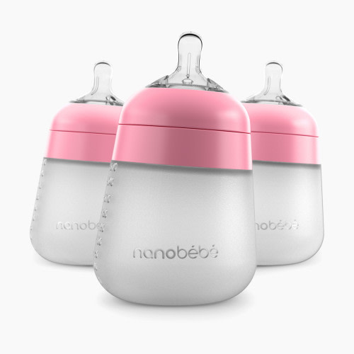 Nanobebe Flexy Silicone Baby Bottle - Pink, 9 Oz, 3