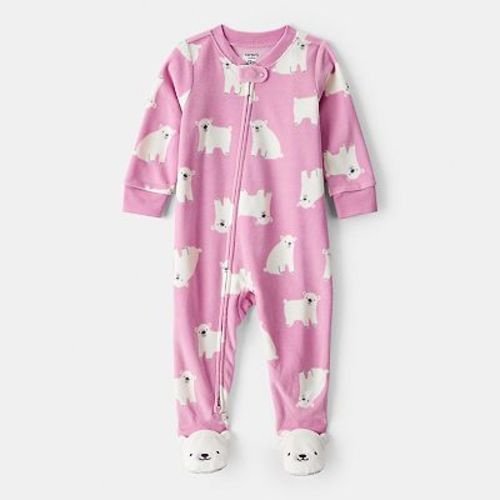 Baby & Toddler Girl Carter's Polar Bear Fleece Footed One-Piece Pajamas
