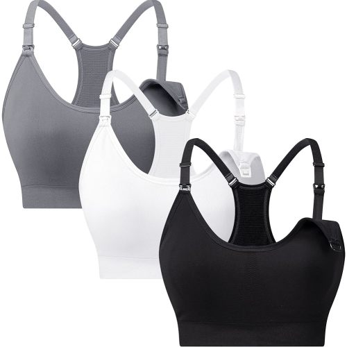 Suekaphin 3 Pack Sports Nursing Bra for Breastfeeding Pregnancy Maternity Wirefree for women