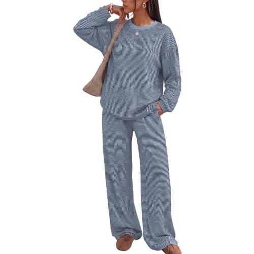 Trendy Queen Women 2 Piece Striped Matching Lounge Set 2026 Fall Outfits