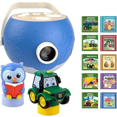 Kids Book Projector - 5 John Deere Tractor & 5 Classic Read-Aloud Stories, 10 Songs & Night Light Soothing Music | Children Kids Toddlers Ages 3+ Storytime Projector | Toys, Owl & John Deere Tractor