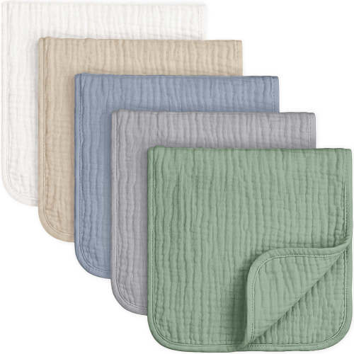 Lyra Muslin Burp Cloths - Slate / 5 Pack