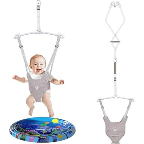 Baby Jumper, Baby Doorway Jumper with Adjustable Strap, Protable Baby Jumpers and Bouncers, Easy to Assemble, Baby Bouncer Jumper with Water Mat