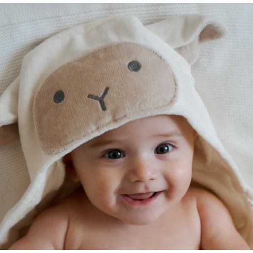 Cream Lambie Hooded Baby Bath Wrap – Elegant Baby