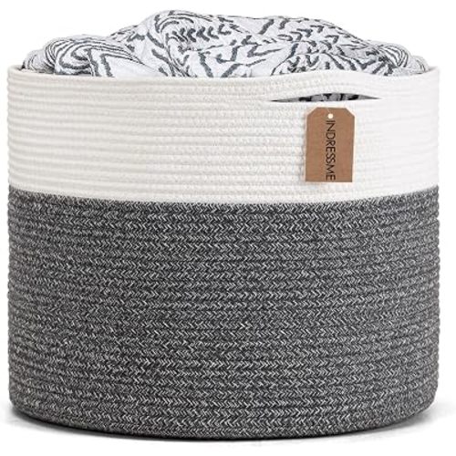 INDRESSME Woven Blanket Basket Living Room, Storage for Playroom, 45L